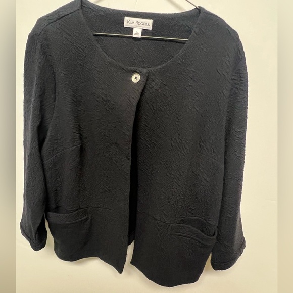 KIM ROGERS TEXTURED BLACK BLAZER/JACKET
SIZE L HAS TWO FRONT POCKETS. NWOT - Picture 9 of 9